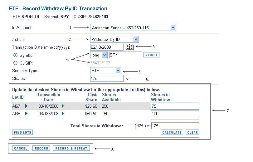 ETF - Record Withdraw by ID Transaction